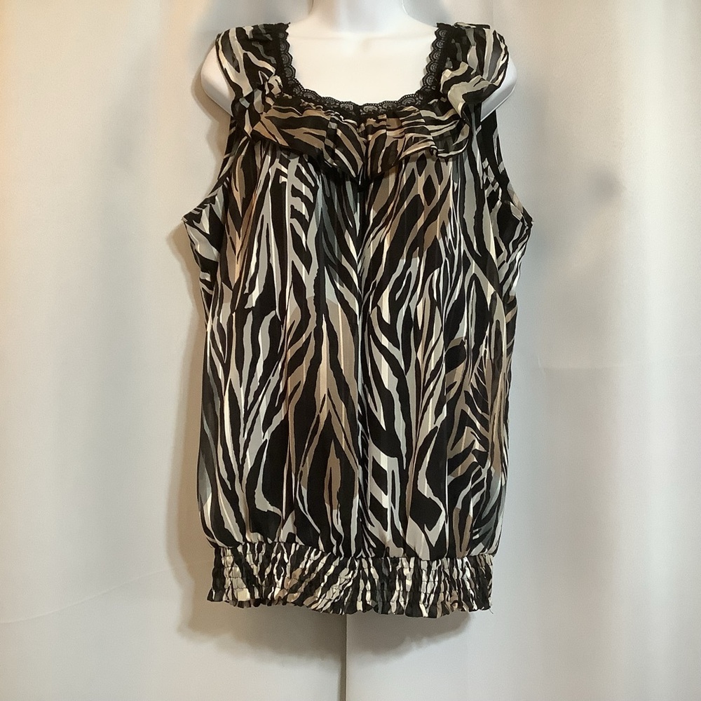 TSH Montreal Top Women’s Size 1X Chiffon Lined Animal Print